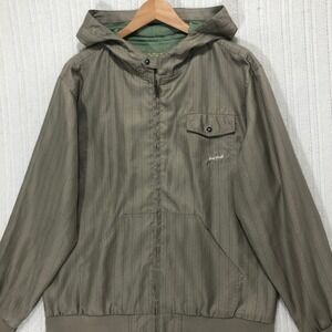 Surplus Hooded Jacket Striped Full‎ Zip Lightweight Olive Green Casual Size M